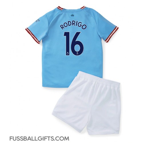 Manchester City Rodri Hernandez #16 Fußballbekleidung Heimtrikot Kinder 2022-23 Kurzarm (+ kurze hosen)